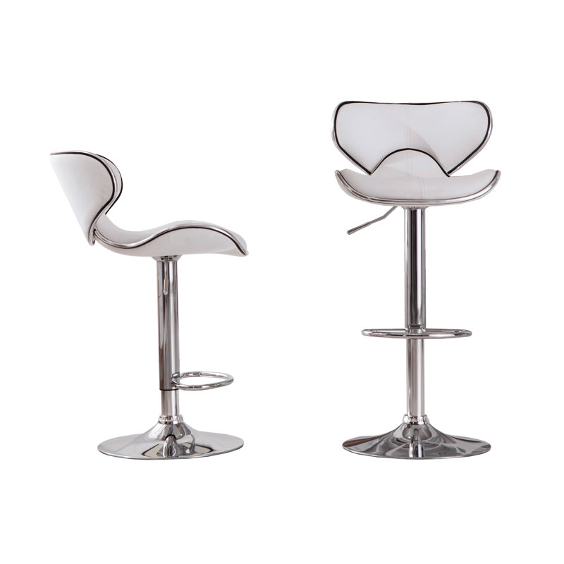 Ensemble de 2 tabourets pivotants réglables Masaccio avec base chromée Airlift, Blanc