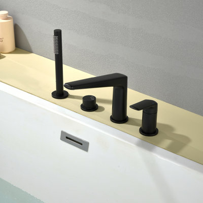 Robinet de baignoire cascade avec douche à main et robinet de baignoire romaine surdimensionné à 4 trous
