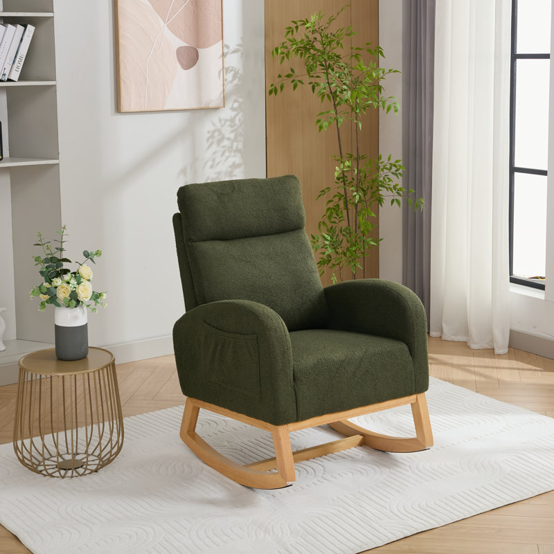 Solid Wood Rocking Chair, Green