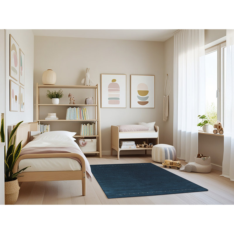 Tapis contemporain bleu, Rectangle de 3 pi x 5 pi