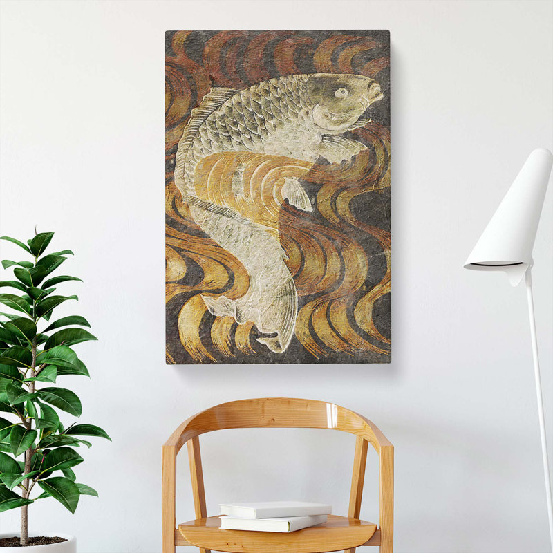 A Carp Fish Swimming Upstream - Wrapped Canvas, 50cm H x 35cm W x 3cm D