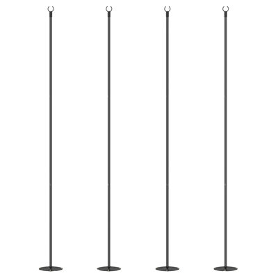  String Light Poles, 8' Steel Light Poles for Outside, 4 Pack