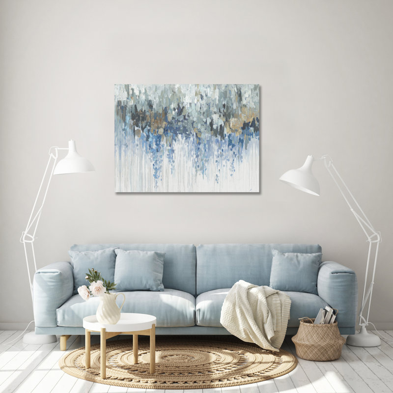 Vagues bleues abstraites - art mural sur toile tendue