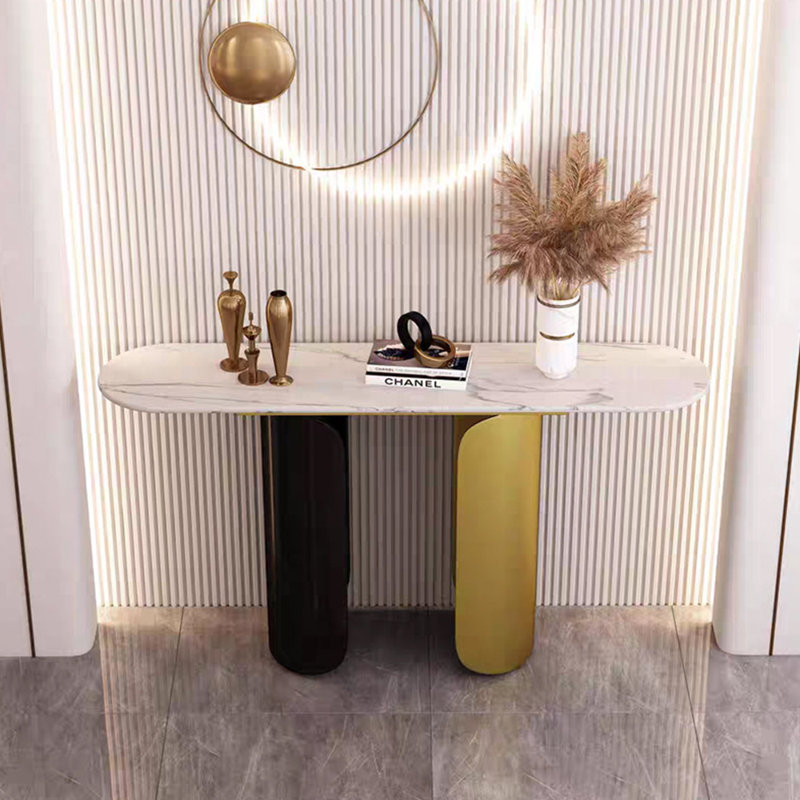 Console luxueuse en métal de style italien, H 33,4 po x l 62,9 po x P 14,9 po