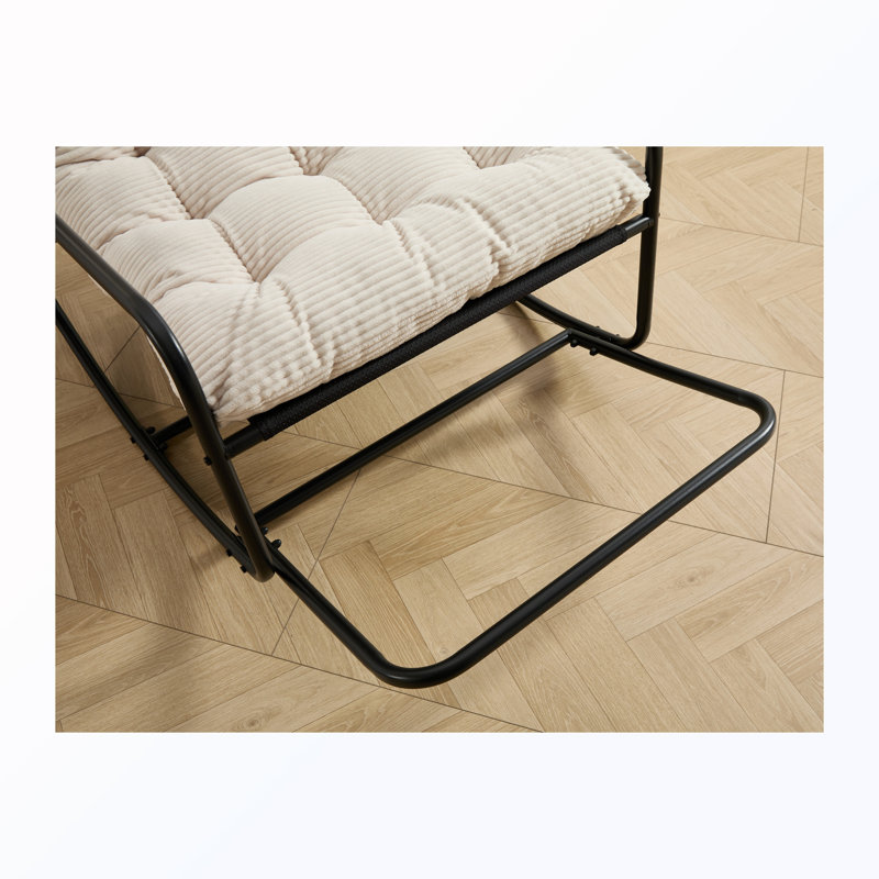 Chaise berçante d'extérieur avec coussin épais, White, Black