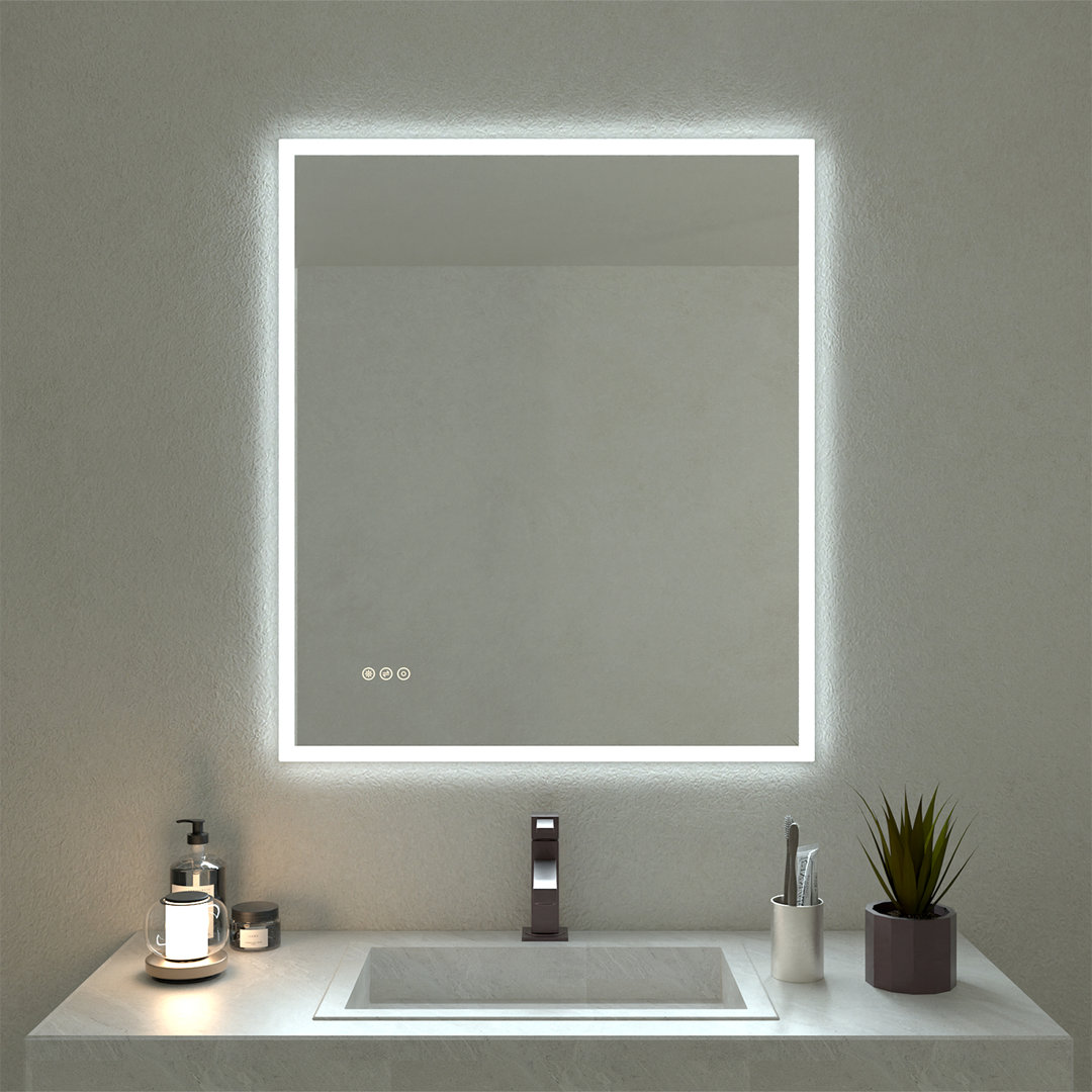 Bathroom Vanity Mirror LED Lights Anti-Fog Wall Mirror 3 Colors Dimmable Latitude Run® 