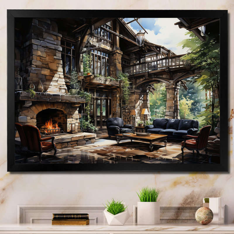 Hotels Lodges Serenity Retreat IV - Architecture Wall Art Prints, H 12 po x l 20 po x P 1 po, Cadre photo noir