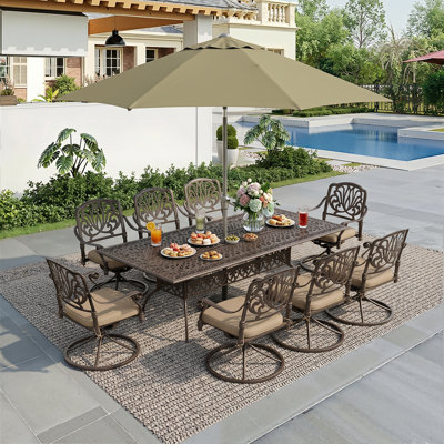Afanasie Rectangular 8 - Person 86.6'' L Outdoor Dining Set