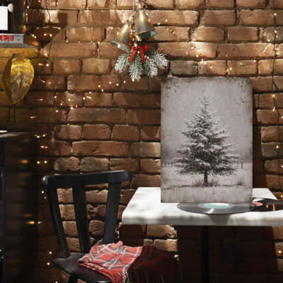 Art mural 16 po x 20 po Rustic Evergreen & Christmas