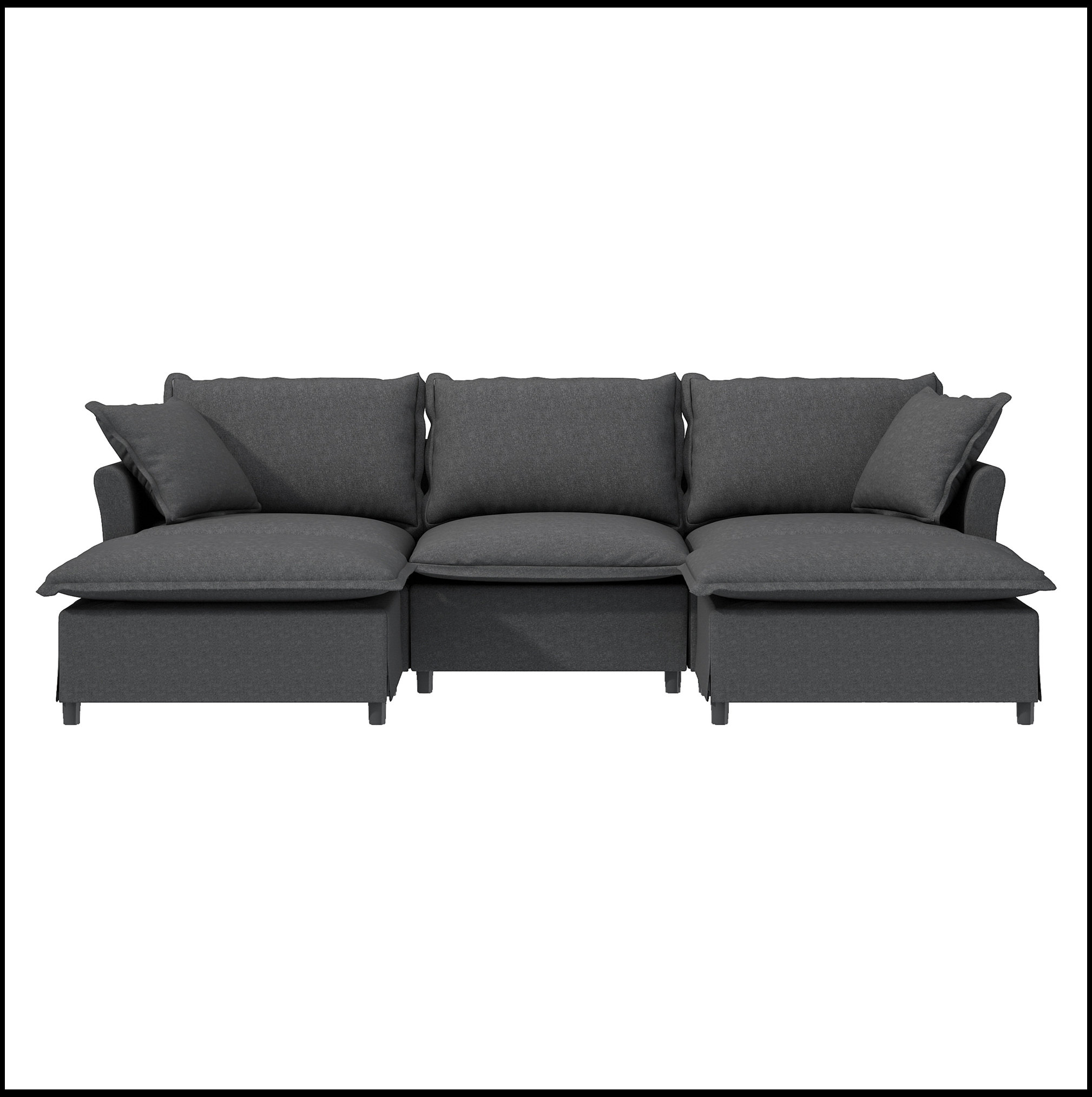 Ebern Designs Chenille Sectional Sofa With Ottoman,U Shaped Cloud ...