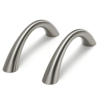 Goldenwarm Curved Cabinet Handles Solid Zinc Alloy Hardware For Dresser Brushed Nickel Drawer Pulls 3 Inch Hole Center, 25 Pack