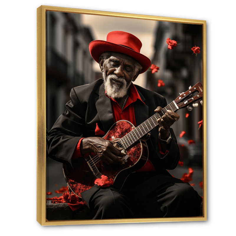 «Kursk Red Cuban Singer II», reproduction sur toile, H 40 po x l 30 po x P 1,5 po, Cadre simple noir