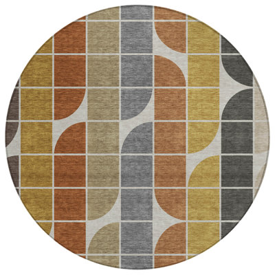 Machine Washable Indoor/Outdoor Lockway ACN2418 Mid-Century Modern Rug