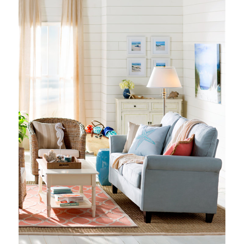 Coastal Calm Reversible Throw Pillow, 26" H x 26" W, Aqua