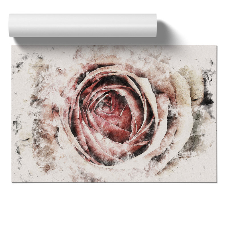 Pink Rose Flower Watercolour - Frameless Print, 21cm H x 30cm W x 0.1cm D