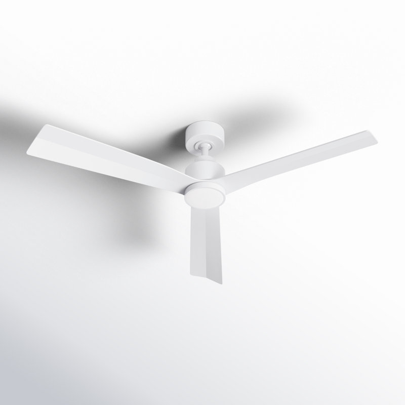 52" Smart Home Compatible 3 Blade Smart Ceiling Fan with Remote, With Light Kit, Matte White