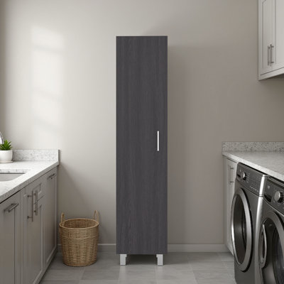 Armoire de rangement autoportante peu encombrante avec rangement fermé, 4 tablettes intérieures, poignées en métal, conception moderne noire pour poignées et pieds multi-pièces, espaces de bureau