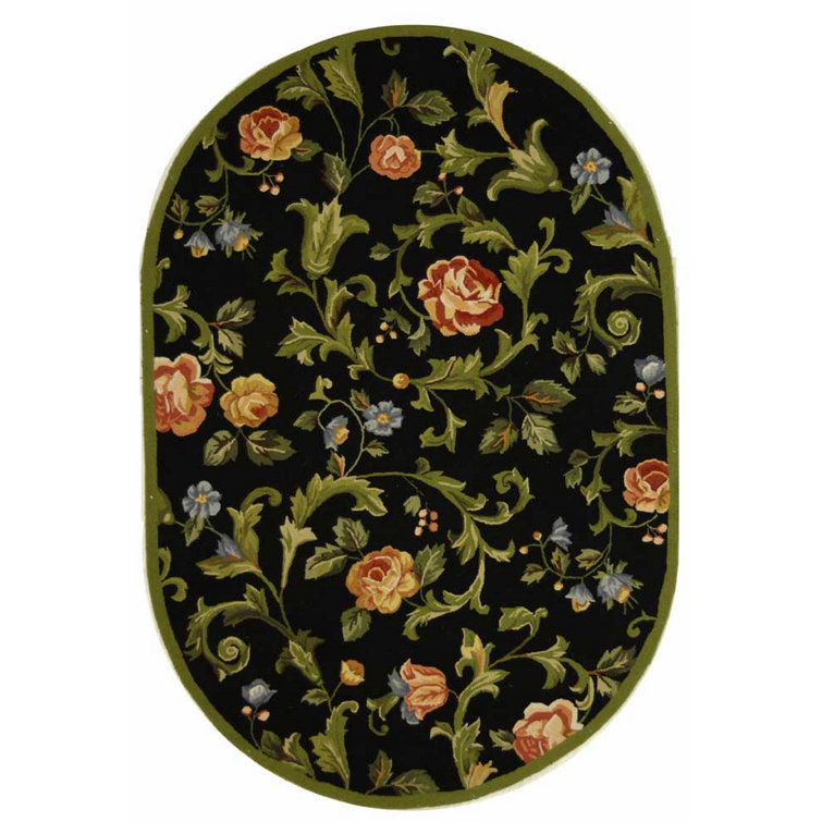 Hollander Hand-Hooked Wool Black Area Rug