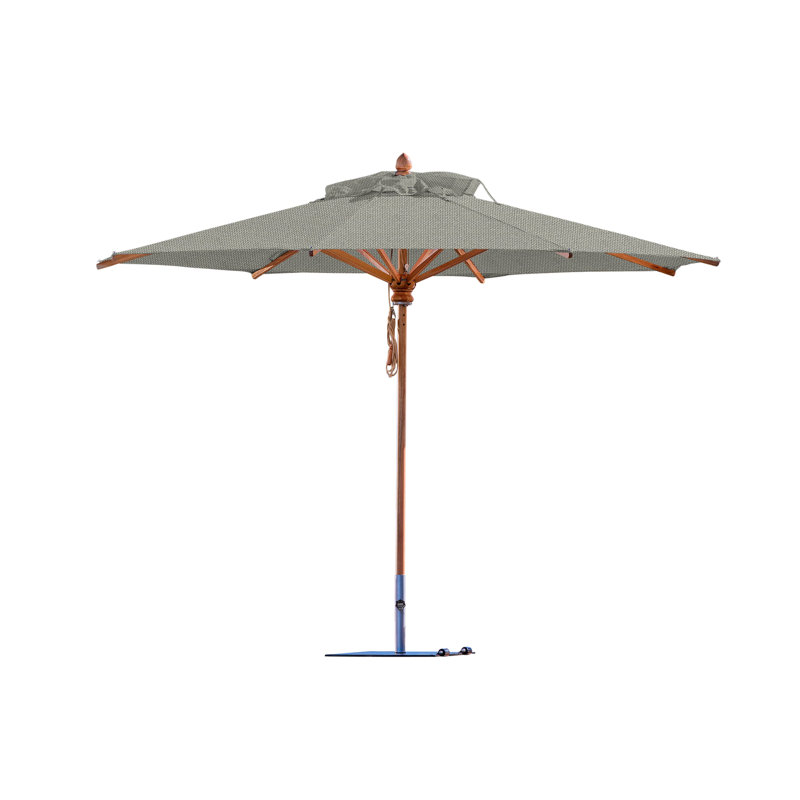 Safari 11.5' Round Umbrella, Square Metal w/ wheels+2.25" Stainless Steel Tube, Stone Gray, 99.6" H x 137" W x 137" D