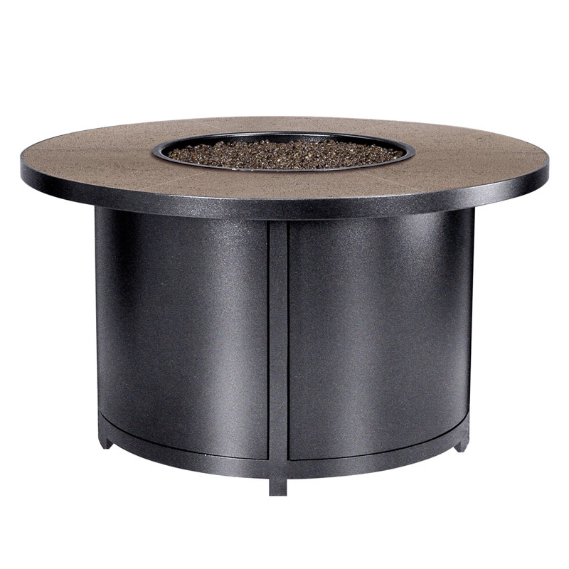Elba Aluminum Outdoor Fire Pit Table, 24" H x 42" W x 42" D, Graphite, Canyon Taupe