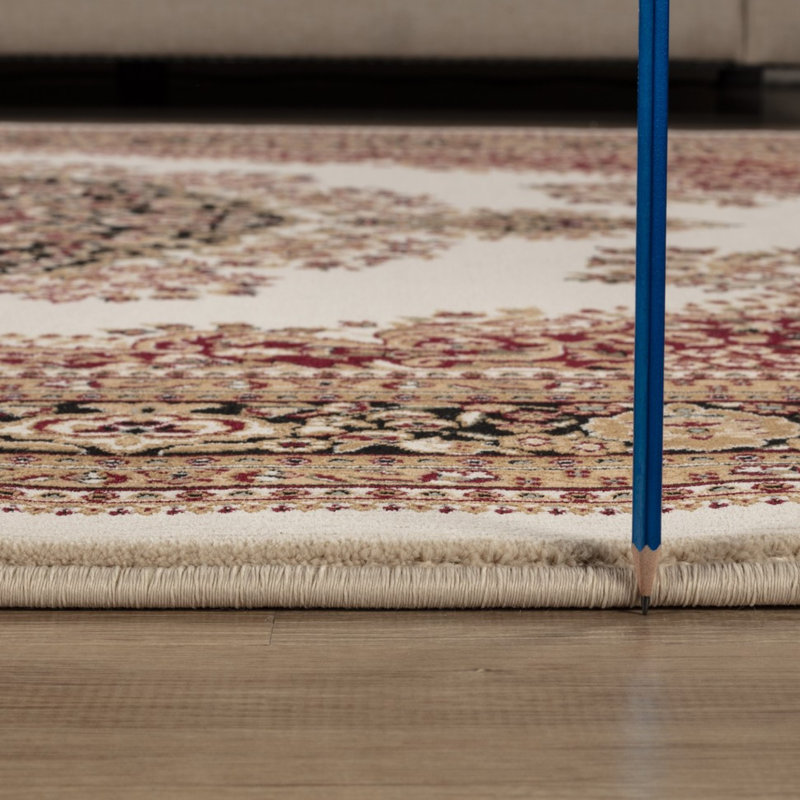 Tapis traditionnel en polypropylène à motif médaillon durable pour les salons et les endroits très passants