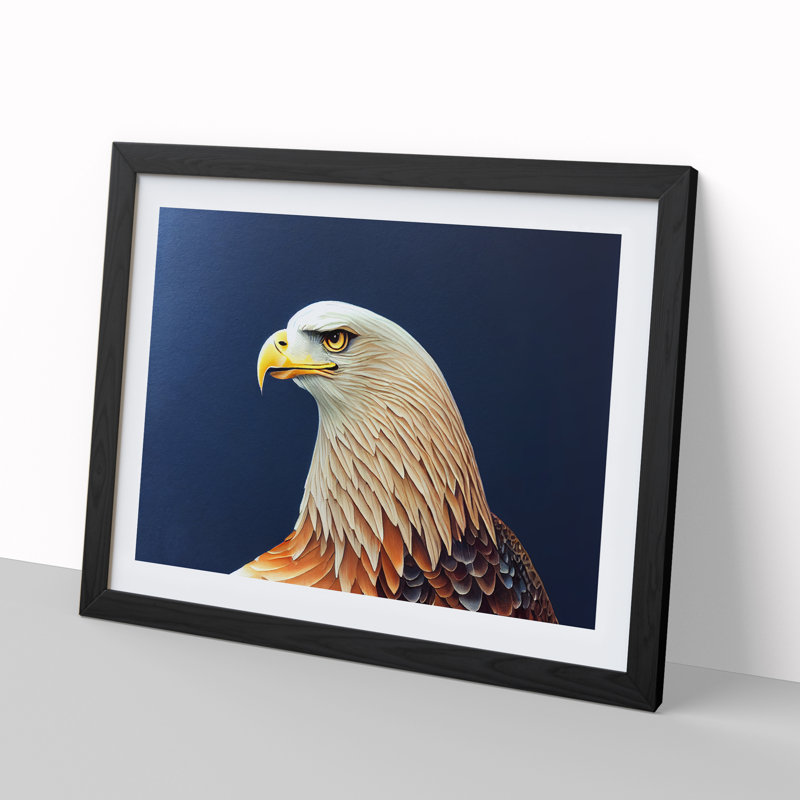 Eagle Bird Watercolour Vol.3 - Single Picture Frame Print, 34cm H x 46cm W x 2cm D, Black Frame