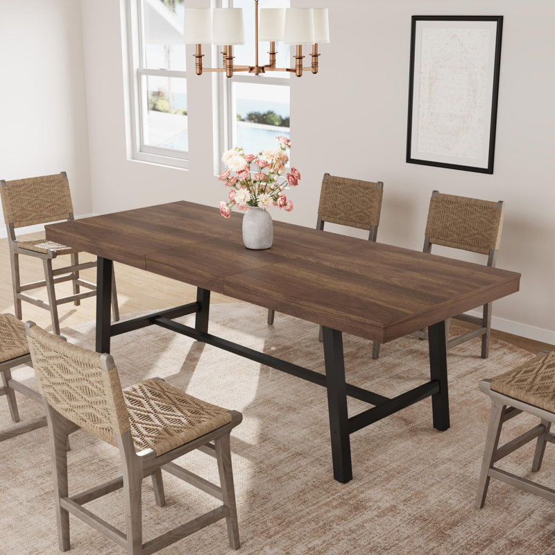 Table de salle à manger extensible 63-83 ", table de salle à manger rectangulaire industrielle pour 6 à 8 personnes, table de cuisine extensible