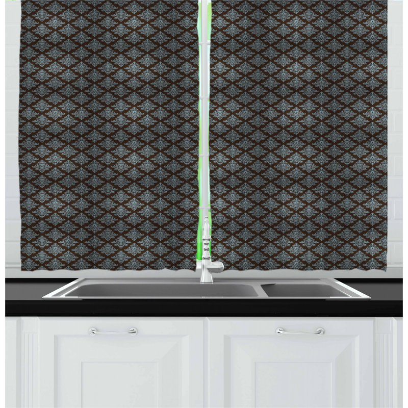 Damask Tailored Kitchen Curtain