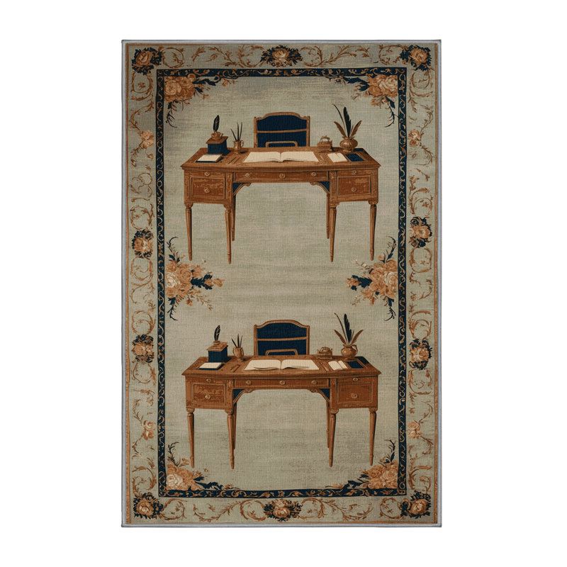 Tapis brun français lavable à la machine, Rectangulaire 7 pi x 10 pi