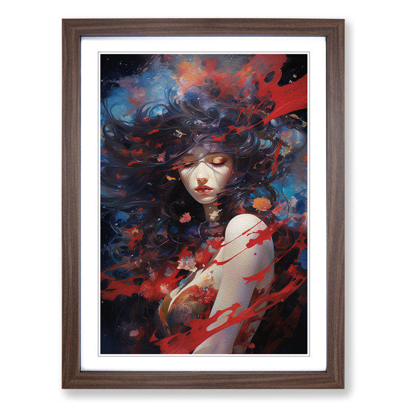 Single Picture Frame Print on Wood, Walnut Framed, 64cm H x 46cm W