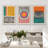 Abstract Vibrant Color Blocks " Mid-Century Multicolor Color Block Shape Abstract Geometric " 3 - Pieces-75849582-75849584