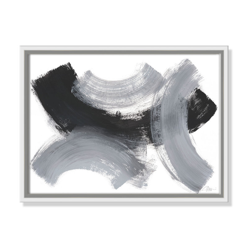 Nuances de noir et de gris - cadre flottant, reproduction d'art sur toile, H 41 po x l 61 po x P 2 po, Cadre blanc