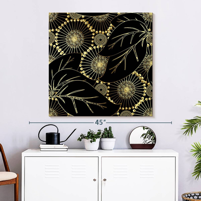 Harnek, fleurs et feuilles, H 33 po x l 33 po