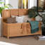 Banc de rangement en rotin naturel Creusa de Bali & Paris, orné d'un nœud.
