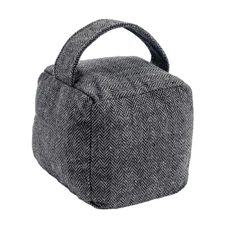 Nicola Spring - Herringbone Door Stop - 16 x 16cm - Grey