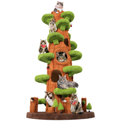Cat Tree Tower with Soft Cushion, Scratching Board, Plush Platform and Top Perch