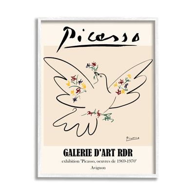 Oiseau colombe de paix classique Picasso abstrait - impression d'art graphique