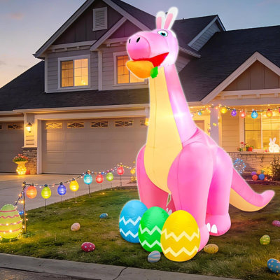 Décorations d'extérieur gonflables géantes avec dinosaures gonflables et oreilles de lapin mignonnes