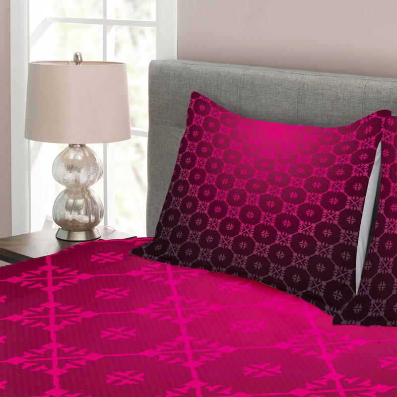 Red Polyester Bedspread Set, 220 x 264 cm