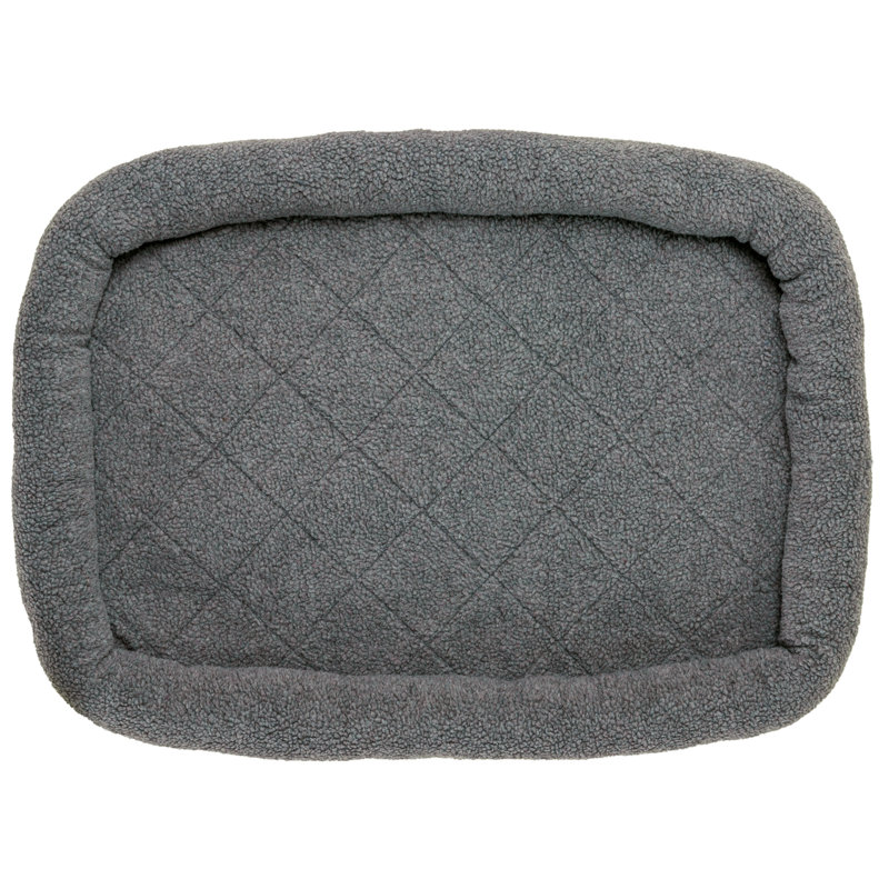 Faux Lambswool Crate Bolster Pet Bed, Large (23" W x 36" D x 2.70" H), Gray