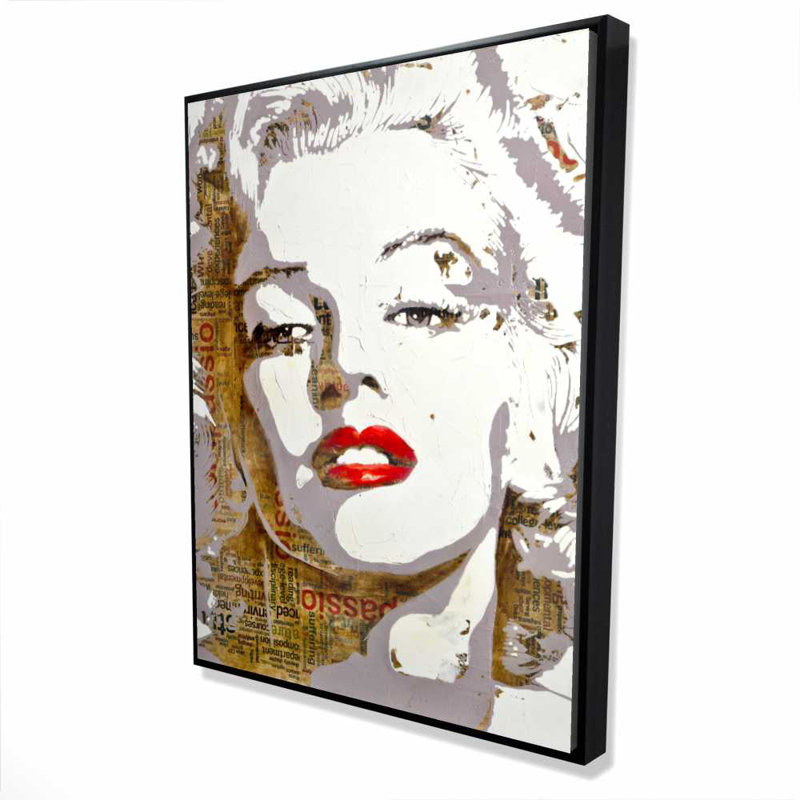 Marilyn Monroe Typography Red Retro Framed Canvas Decor