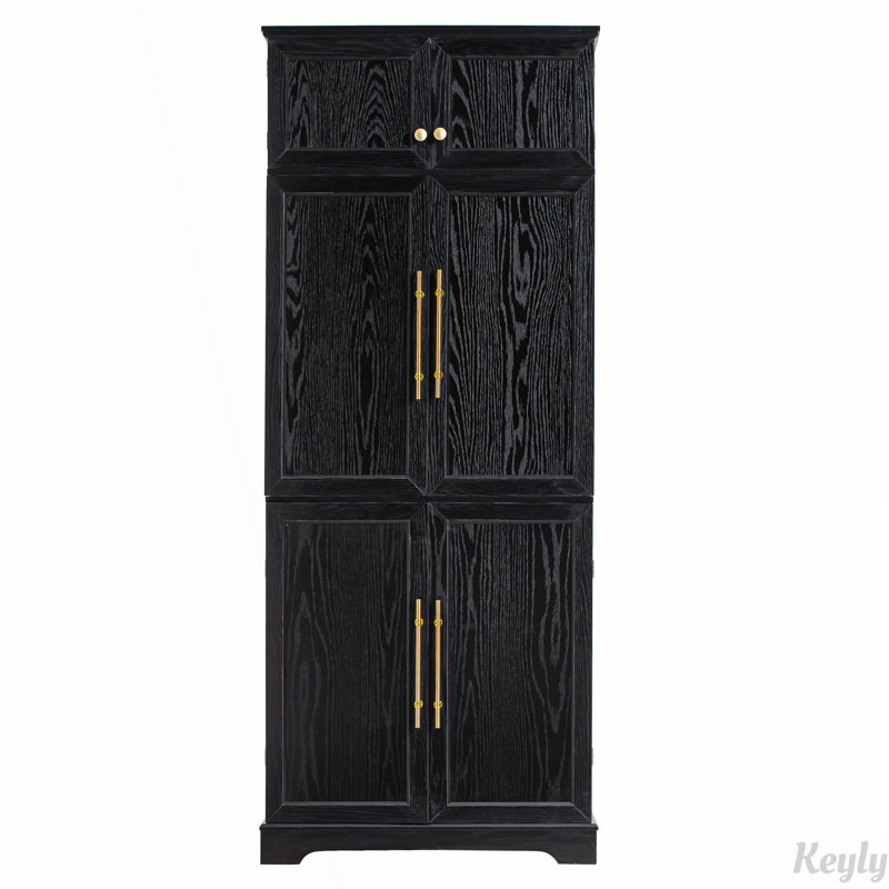 78.2" Tall Farmhouse Kitchen Pantry Cabinet with 8 Door Shelves, Storage Cabinet with 4 Adjustable Shelves, Hidden Drawer, Wine Rack, Versatile Cupboard for Kitchen, Dining & Bathroom