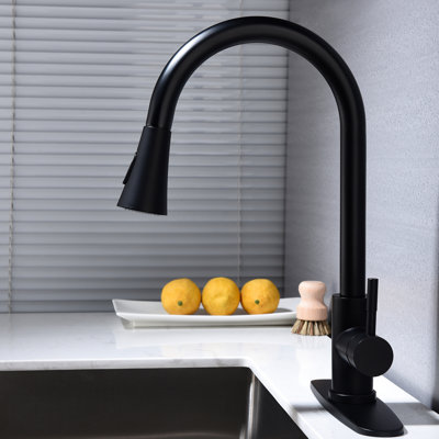 Robinet de cuisine noir mat avec douchette extractible: acier inoxydable, tête rotative à 360 °, revêtement anticorrosion, poignée simple pour un contrôle complet de l'eau dans différents espaces et environnements