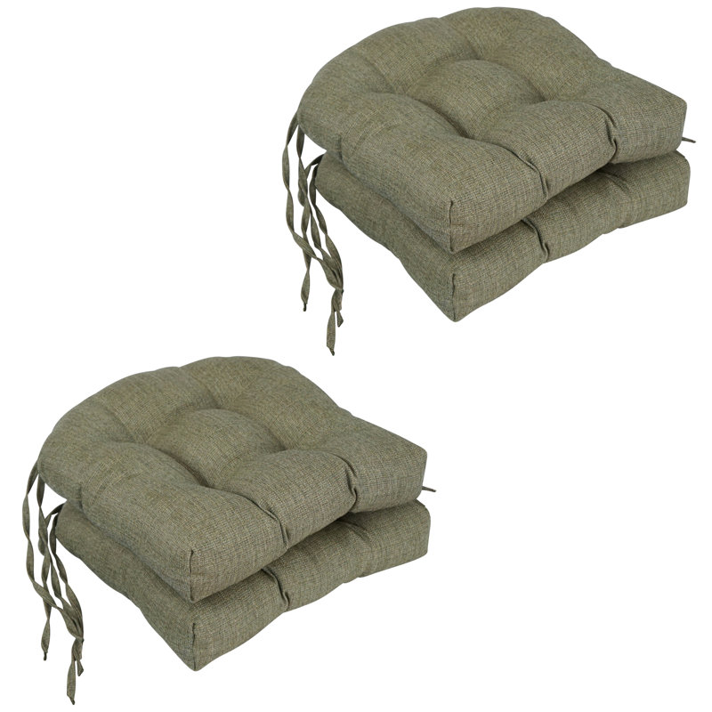 16-Inch Rounded Back Woven Olefin Tufted Outdoor Chair Cushions (Set Of 4), Sage Green