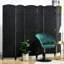 Paravent, écran d'intimité pliable à 6 panneaux de 5,6 pi de hauteur. Noir pour bureau à domicile, chambre à coucher. Cloison autoportante avec enchantement tissé à la main élégant et haut mur arqué, cloison. Chambre à coucher, bureau.