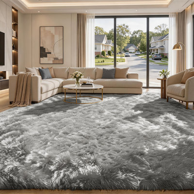 Soft Grey Fluffy Shag Washable Area Rug,Plush Fuzzy Indoor Carpet for Living Room Bedroom Nursery Playroom