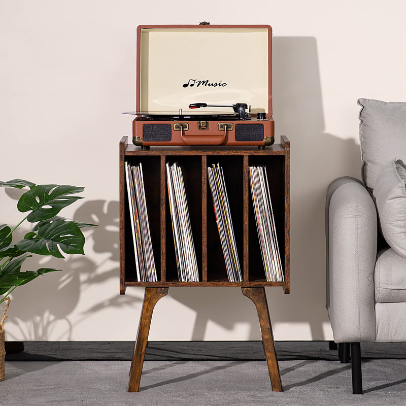 Record Player Stand, Rustic Brown