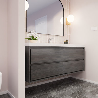 Azden 60" Wall-Mounted Single Bathroom Vanity Set