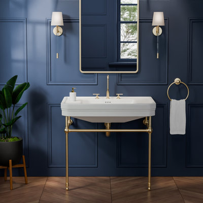 Valencia 31 in. W x  33 in. H Console Sink, 8 in. Faucet Drilling, Polished Brass