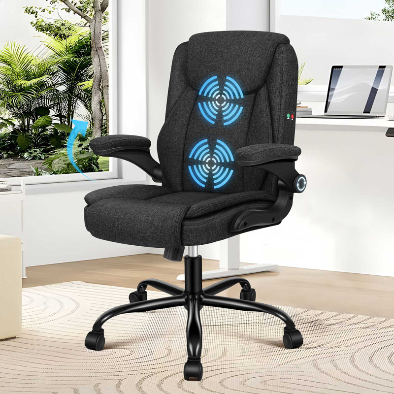 Ebern Designs Adjustable Faux Leather Swiveling PC & Racing Game Chair, Black